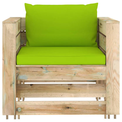 Set Divani da Giardino con Cuscini 2 pz Legno Impregnato Verde | homemem39
