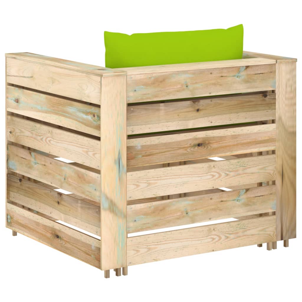 Set Divani da Giardino con Cuscini 2 pz Legno Impregnato Verde | homemem39