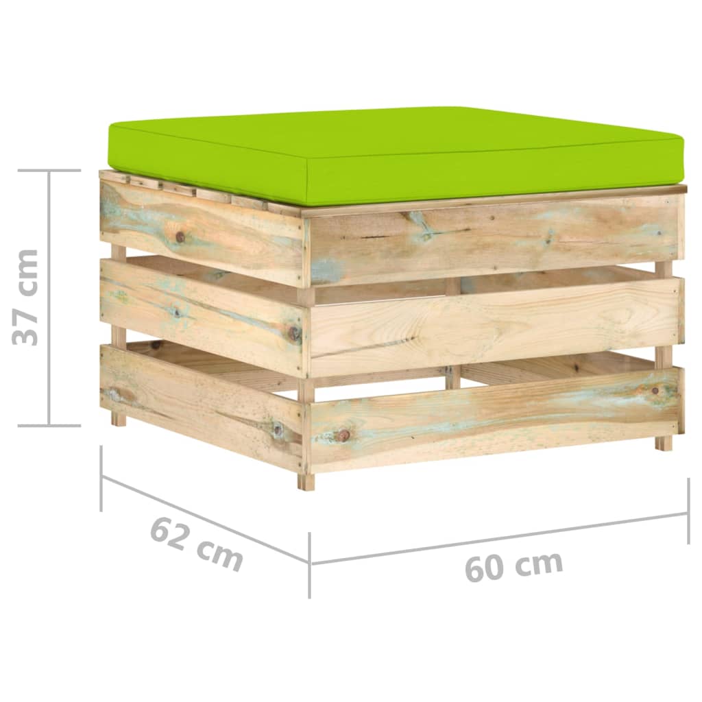 Set Divani da Giardino con Cuscini 2 pz Legno Impregnato Verde | homemem39