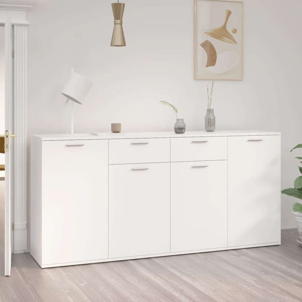 Credenza Bianca 160x36x75 cm in Legno Multistrato - homemem39