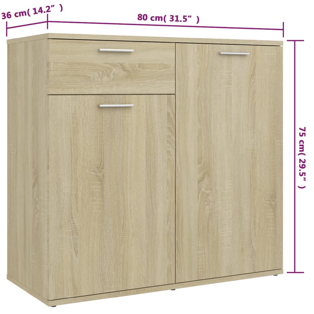 Credenza Rovere Sonoma 160x36x75 cm in Legno Multistrato - homemem39