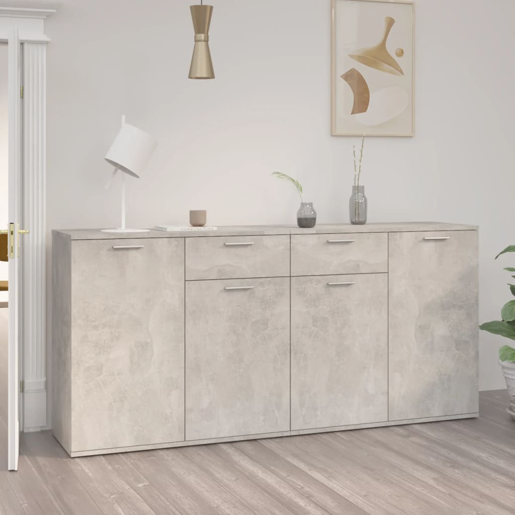 Credenza Grigio Cemento 160x36x75 cm in Legno Multistrato - homemem39