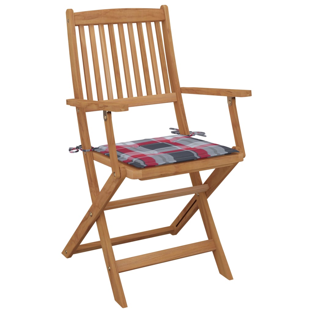 Sedie da Giardino Pieghevoli 6 pz con Cuscini Massello Acacia | homemem39