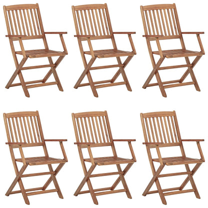 Folding Garden Chairs 6 pcs with Solid Acacia Cushions