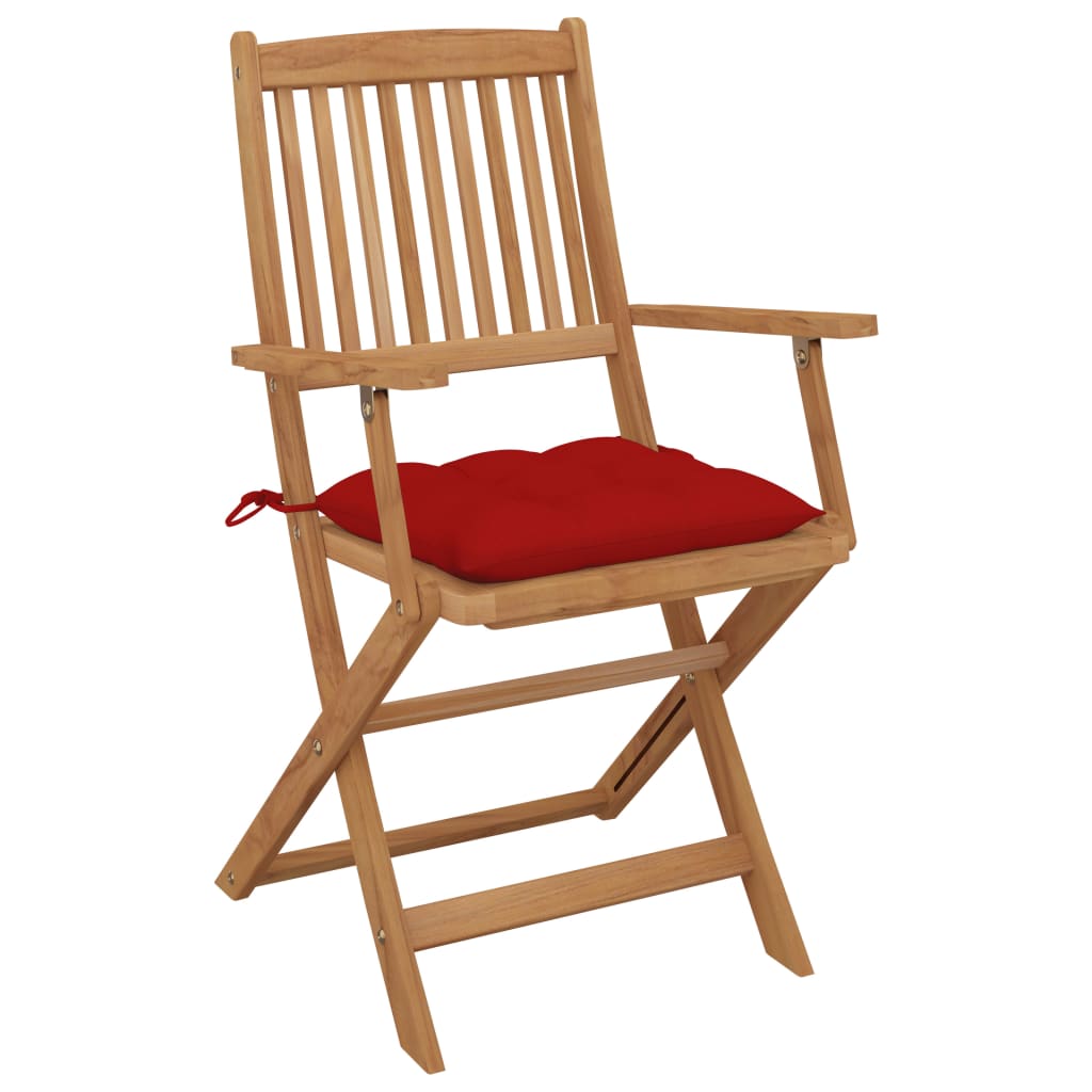 Folding Garden Chairs 6 pcs with Solid Acacia Cushions