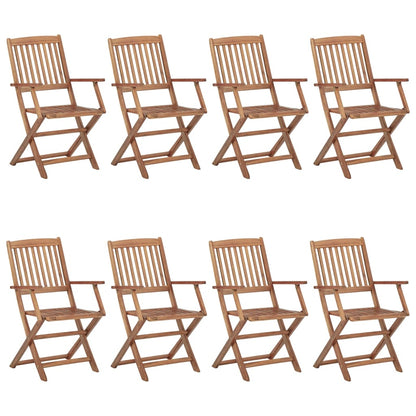 Folding Garden Chairs 8 pcs with Solid Acacia Cushions