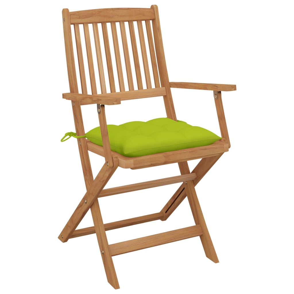 Folding Garden Chairs 8 pcs with Solid Acacia Cushions