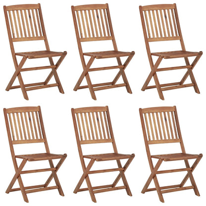 Folding Garden Chairs 6 pcs with Solid Acacia Cushions