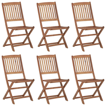 Folding Garden Chairs 6 pcs with Solid Acacia Cushions