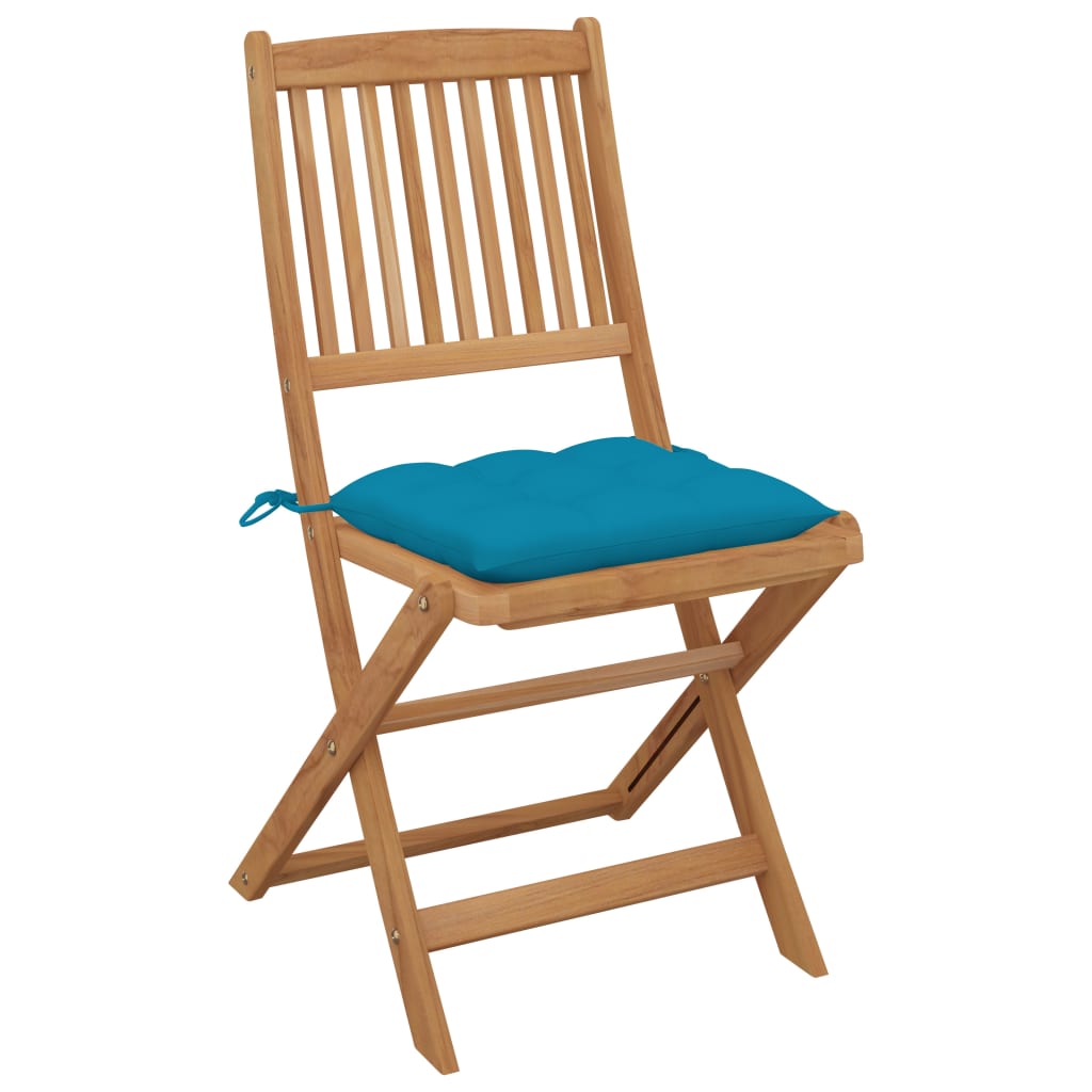 Folding Garden Chairs 6 pcs with Solid Acacia Cushions
