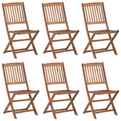 Folding Garden Chairs 6 pcs with Solid Acacia Cushions