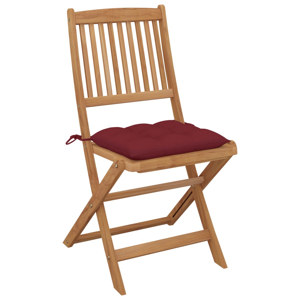 Folding Garden Chairs 6 pcs with Solid Acacia Cushions