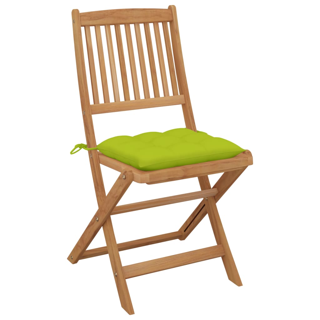 Folding Garden Chairs 6 pcs with Solid Acacia Cushions