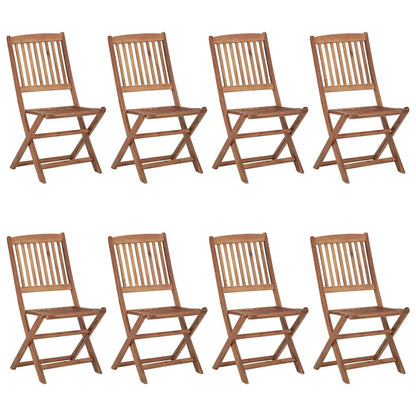 Folding Garden Chairs 8 pcs with Solid Acacia Cushions