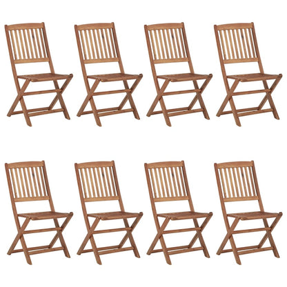 Folding Garden Chairs 8 pcs with Solid Acacia Cushions