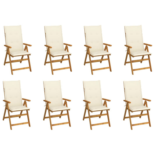 Folding Garden Chairs with Cushions 8 pcs Solid Acacia