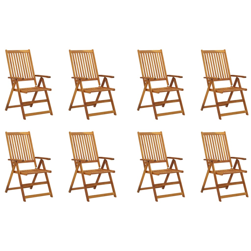 Folding Garden Chairs with Cushions 8 pcs Solid Acacia