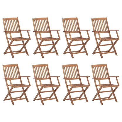 Folding Garden Chairs 8 pcs with Solid Acacia Cushions