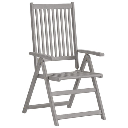Reclining Garden Chairs 8pcs Gray Solid Acacia Cushions