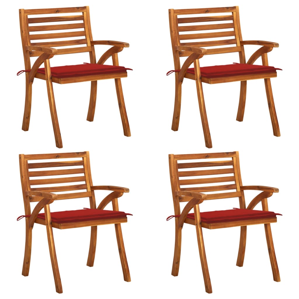 Garden Chairs with Cushions 4 pcs in Solid Acacia Wood