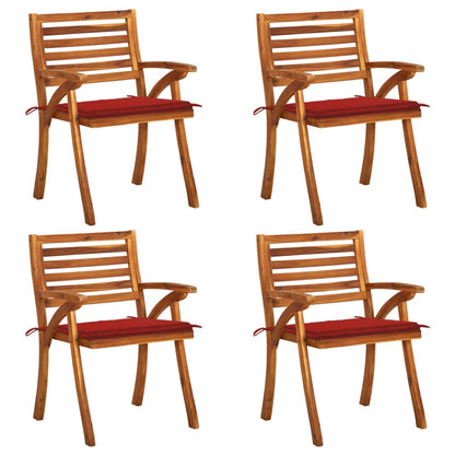 Garden Chairs with Cushions 4 pcs in Solid Acacia Wood