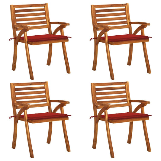 Garden Chairs with Cushions 4 pcs in Solid Acacia Wood