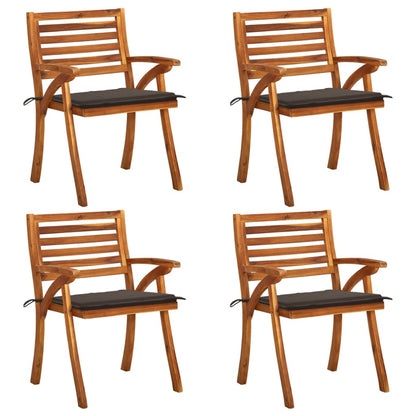 Garden Chairs with Cushions 4 pcs in Solid Acacia Wood