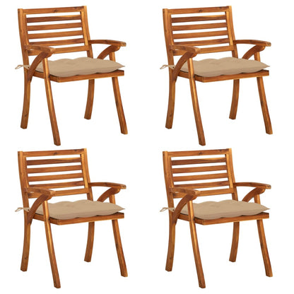 Garden Chairs with Cushions 4 pcs in Solid Acacia Wood