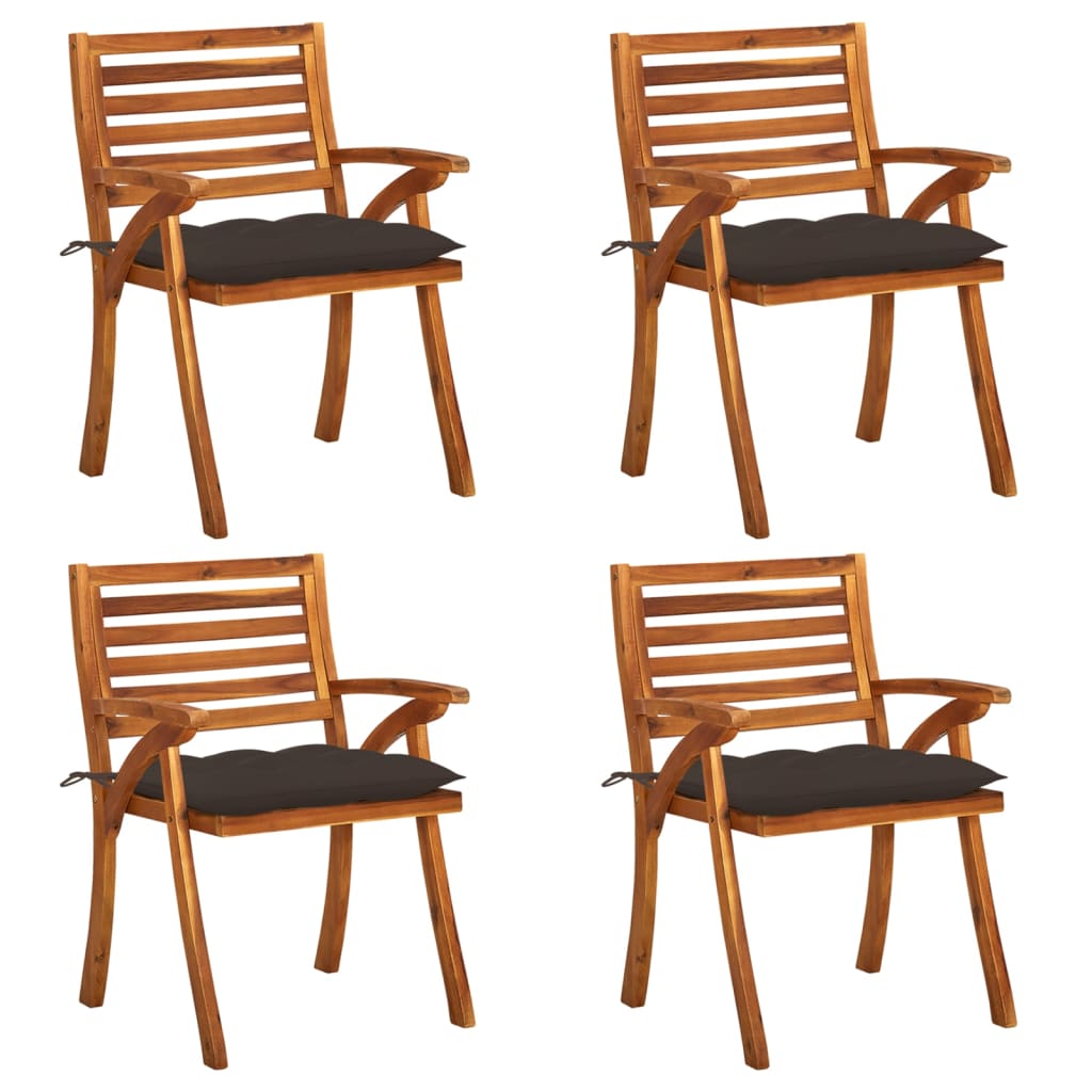 Garden Chairs with Cushions 4 pcs in Solid Acacia Wood