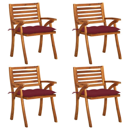 Garden Chairs with Cushions 4 pcs in Solid Acacia Wood