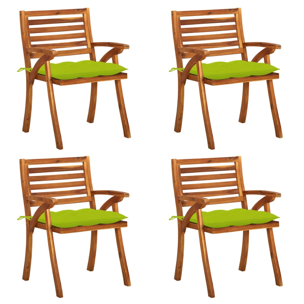 Garden Chairs with Cushions 4 pcs in Solid Acacia Wood