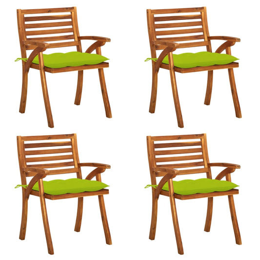 Garden Chairs with Cushions 4 pcs in Solid Acacia Wood