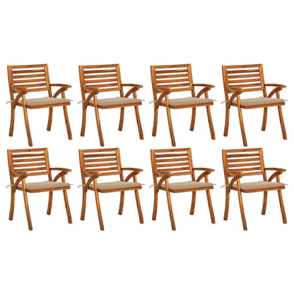 Garden Chairs with Cushions 8 pcs in Solid Acacia Wood