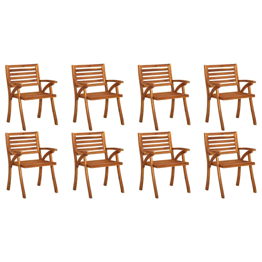 Garden Chairs with Cushions 8 pcs in Solid Acacia Wood