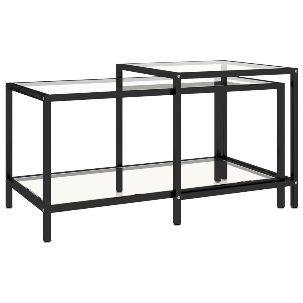 Tavolini 2 pz Trasparenti in Vetro Temperato - homemem39