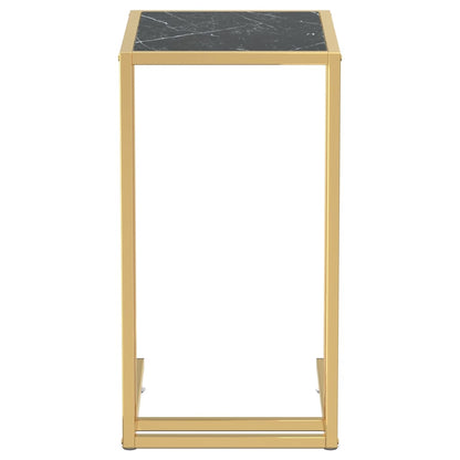 Tavolino per Computer Marmo Nero 50x35x65 cm Vetro Temperato | homemem39