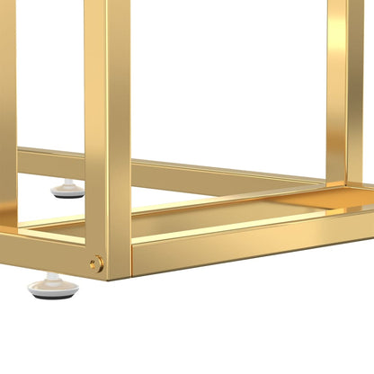 Tavolino per Computer Marmo Bianco 50x35x65 cm Vetro Temperato - homemem39