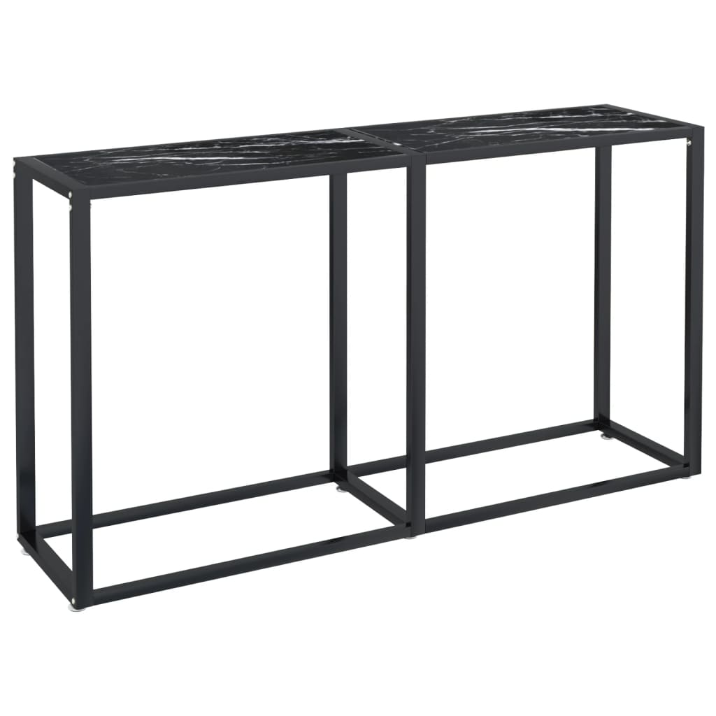 Tavolo Consolle Nero Marmo 140x35x75,5 cm in Vetro Temperato - homemem39