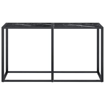 Tavolo Consolle Nero Marmo 140x35x75,5 cm in Vetro Temperato | homemem39