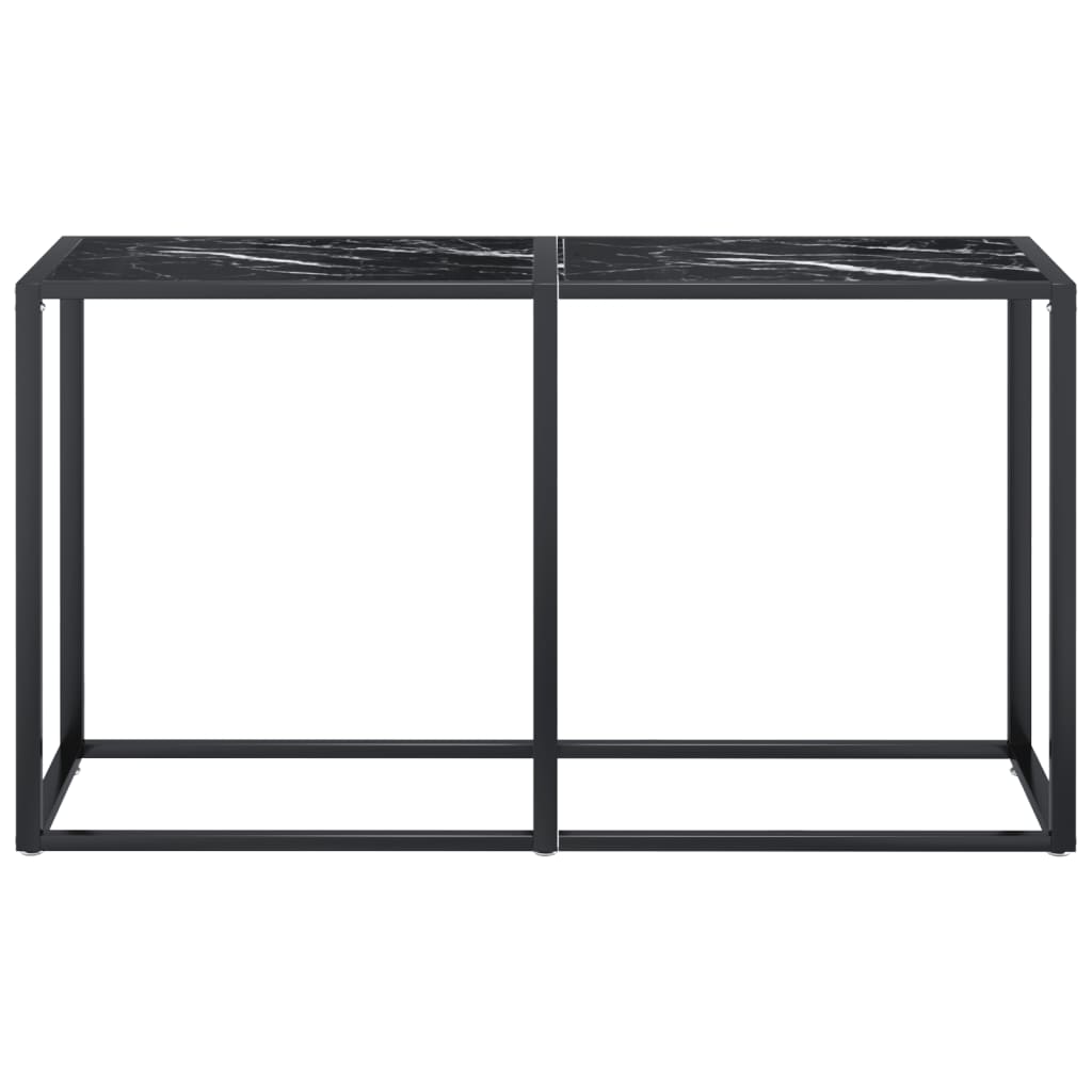 Tavolo Consolle Nero Marmo 140x35x75,5 cm in Vetro Temperato - homemem39