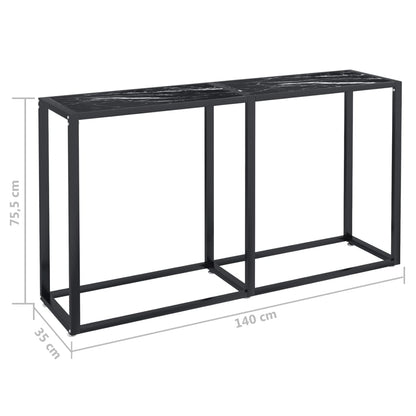 Tavolo Consolle Nero Marmo 140x35x75,5 cm in Vetro Temperato - homemem39