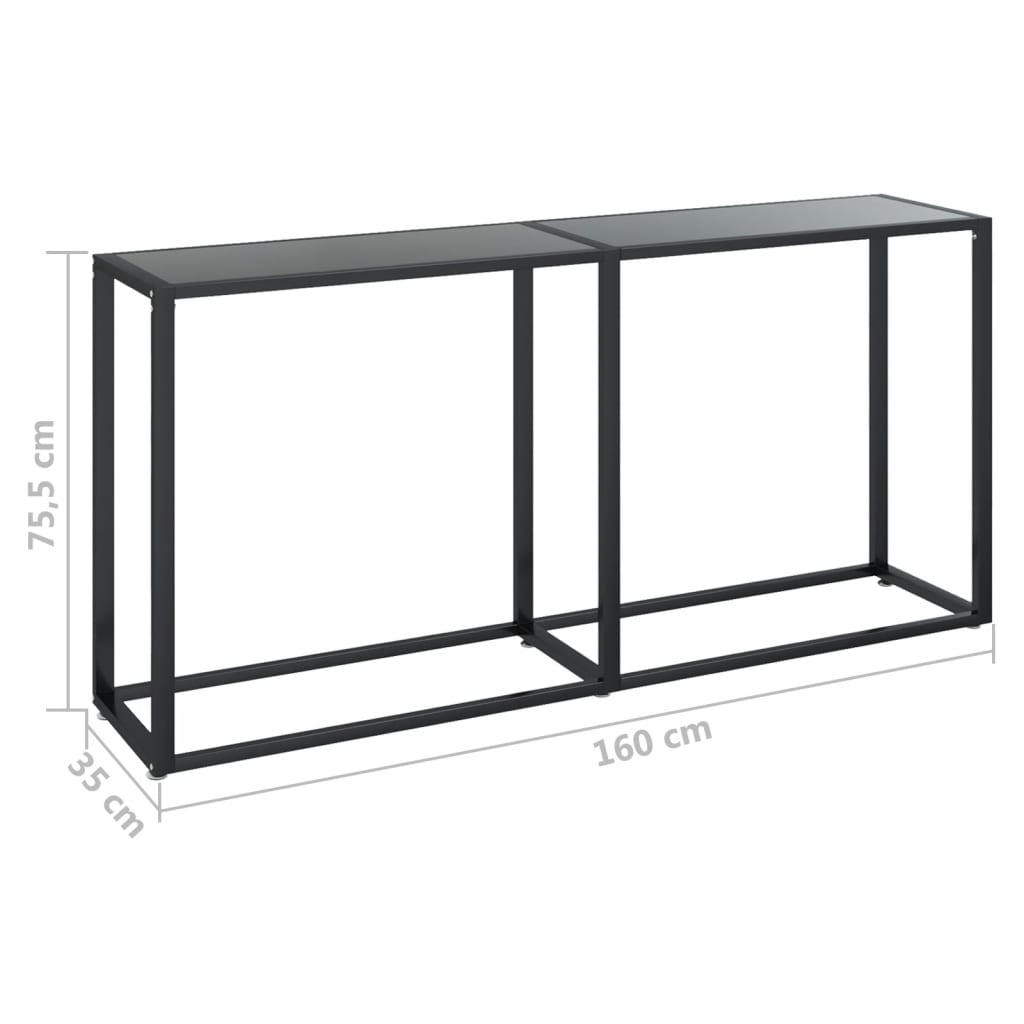 Tavolo Consolle Nero 160x35x75,5 cm in Vetro Temperato | homemem39