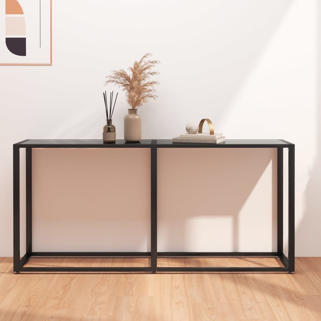 Tavolo Consolle Nero 160x35x75,5 cm in Vetro Temperato | homemem39