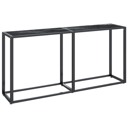 Tavolo Consolle Nero Marmo 160x35x75,5 cm in Vetro Temperato | homemem39