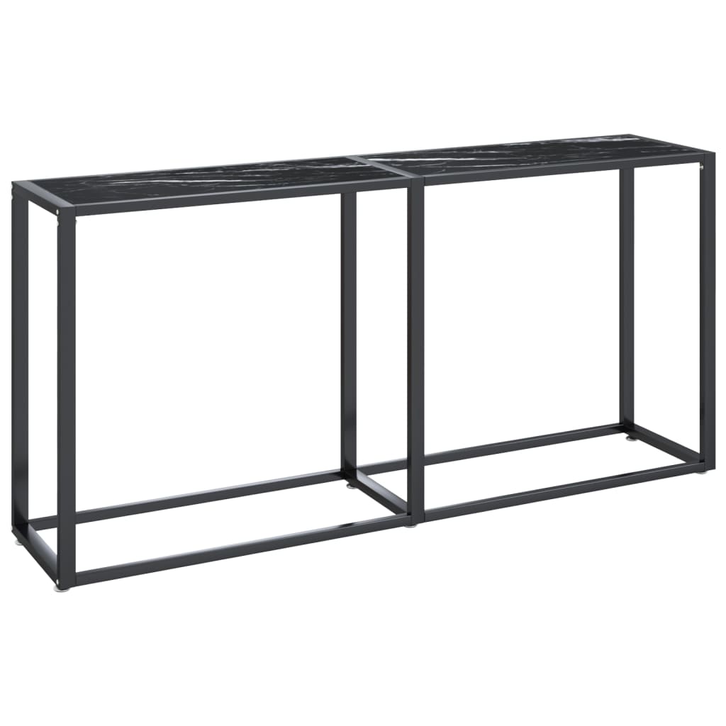 Tavolo Consolle Nero Marmo 160x35x75,5 cm in Vetro Temperato - homemem39