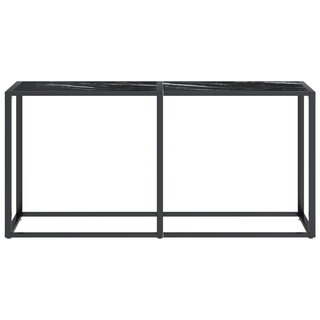Tavolo Consolle Nero Marmo 160x35x75,5 cm in Vetro Temperato - homemem39