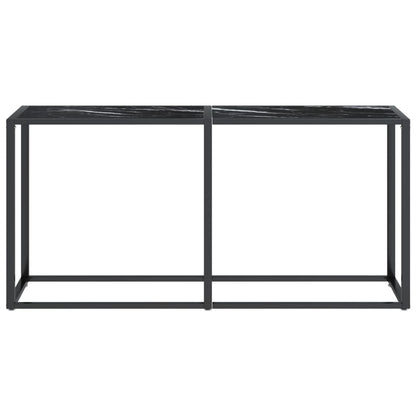 Tavolo Consolle Nero Marmo 160x35x75,5 cm in Vetro Temperato - homemem39