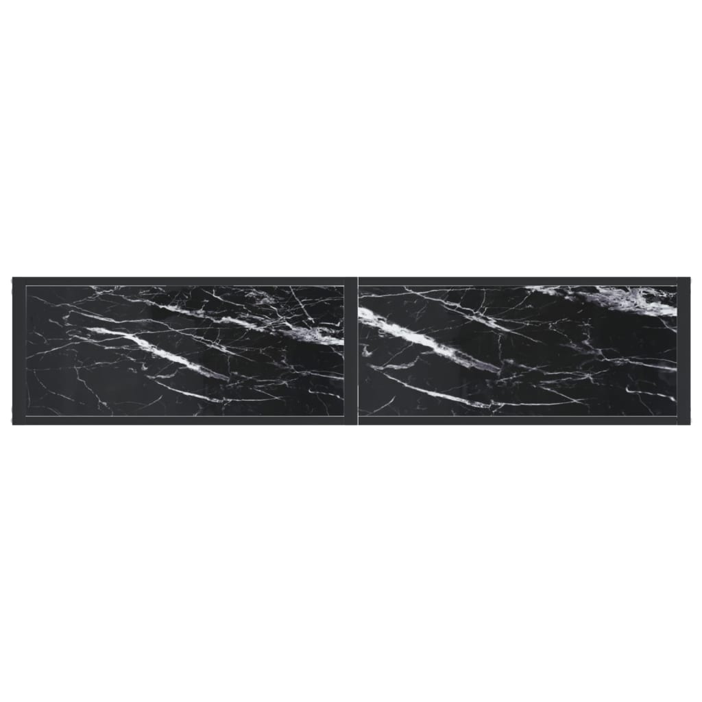 Tavolo Consolle Nero Marmo 160x35x75,5 cm in Vetro Temperato | homemem39