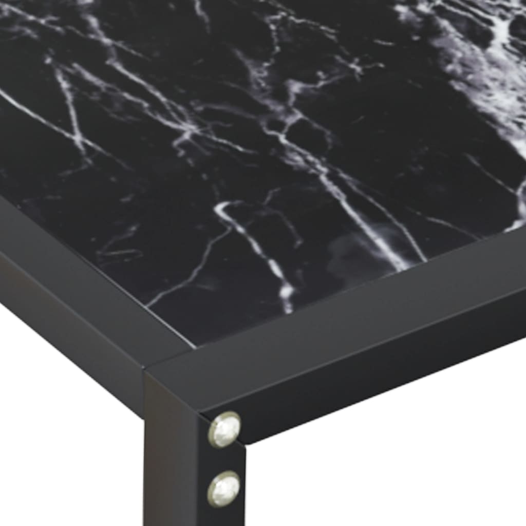 Tavolo Consolle Nero Marmo 160x35x75,5 cm in Vetro Temperato | homemem39