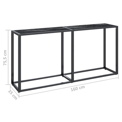 Tavolo Consolle Nero Marmo 160x35x75,5 cm in Vetro Temperato - homemem39